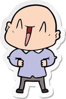 sticker of a happy cartoon bald man vector