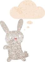 cartoon rabbit and thought bubble in retro textured style vector