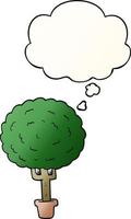 cartoon tree and thought bubble in smooth gradient style vector