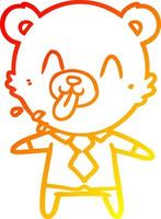 warm gradient line drawing rude cartoon bear boss vector