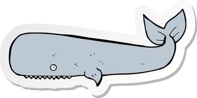 sticker of a cartoon whale vector