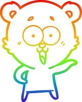 rainbow gradient line drawing laughing teddy  bear cartoon vector