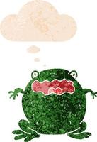 cartoon toad and thought bubble in retro textured style vector