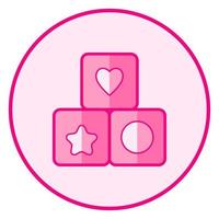 Cubes. Pink baby icon on a white background, line art vector design.