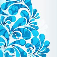 gotas de agua salpicadas, fondo azul, ilustración de diseño vectorial acuático.