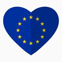 bandera de la unión europea en forma de corazón, estilo plano, símbolo de amor por su país, patriotismo, ícono del día de la independencia. vector