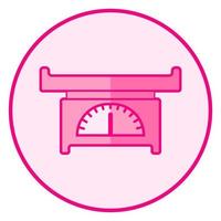 Baby scales. Pink baby icon on a white background, line art vector design.