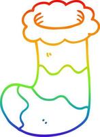 calcetín de navidad de dibujos animados de dibujo de línea de gradiente de arco iris vector
