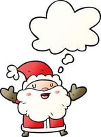 cartoon santa claus and thought bubble in smooth gradient style vector