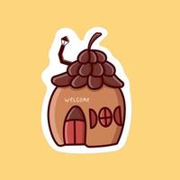 Cute cartoon nut house in vector illustration