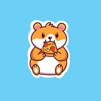 Cute cartoon hamster with pizza in vector illustration