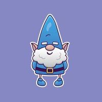 Cute cartoon garden gnome in vector