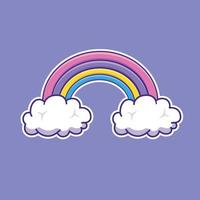 lindo arco iris de dibujos animados con nubes en ilustración vectorial vector