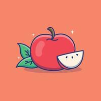 manzana de dibujos animados lindo en ilustración vectorial vector