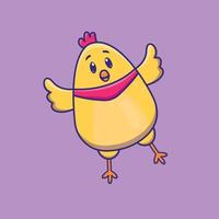 lindo pollito de dibujos animados con pañuelo en ilustración vectorial vector