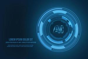 Vector futuristic circle circuit board blue light artificial intelligence concept. Technology abstract background.