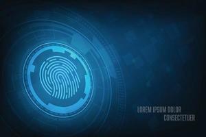 Vector abstract security system concept with fingerprint technology background.