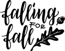 autumn wreath with leaves, acorns and hand written quote Falling for fall vector