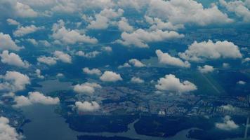 Aerial view Singapore, view fom departing aircraft video