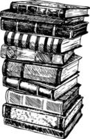 stack of books sketch vector