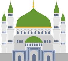 Muslim mosque isolated flat facade on white background. Flat with shadows architecture object. Muslim temple icon illustration vector