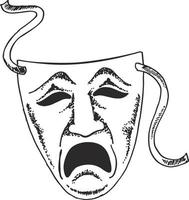 drama de estilo de boceto o ilustración de máscara de teatro en formato vectorial adecuado para uso web, impreso o publicitario vector