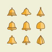 Bell Different Shape Flat Color Icon Collection vector