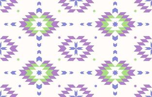 diseño de textura de patrón de tela étnica azteca. piso de baldosas textiles de moda de color verde púrpura, alfombra, funda de almohada. mosaico tribal sin costuras. vector