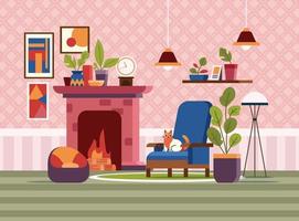 Interior With Retro Design Background vector