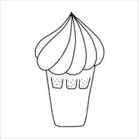 Vector illustration of ice cream in the style of a doodle.Hand-drawn sweet ice cream. Isolated on a white background