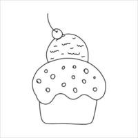 Vector illustration of ice cream in the style of a doodle.Hand-drawn sweet ice cream. Isolated on a white background