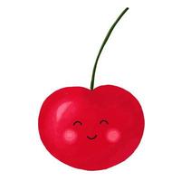 WebKawaii cherry character, ripe cherry, cute funny children's illustration isolated on a white background. vector