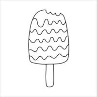 ilustración vectorial de helado al estilo de un garabato.helado dulce dibujado a mano. Aislado en un fondo blanco vector