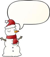 cartoon snowman and speech bubble in smooth gradient style vector
