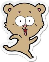 sticker of a laughing teddy  bear cartoon vector