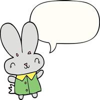 cute cartoon tiny rabbit and speech bubble vector