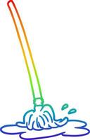 rainbow gradient line drawing wet cartoon mop vector