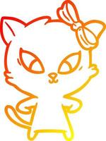 warm gradient line drawing cartoon cat vector