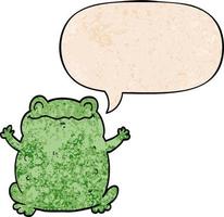 cartoon toad and speech bubble in retro texture style vector