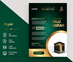 luxury Islamic hajj Umrah flyer template design vector