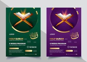 Modern Islamic design for Holy Quran flyer vector