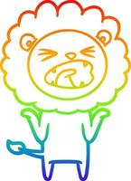 rainbow gradient line drawing cartoon lion vector