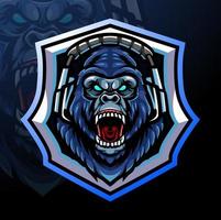 Gorilla head mascot. esport logo design vector