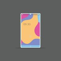 Smartphone vector with black background, colorfull wallpaper