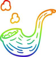 rainbow gradient line drawing cartoon smoking pipe vector