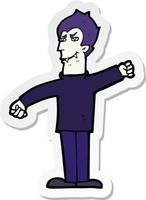 sticker of a cartoon vampire man vector