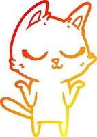 warm gradient line drawing calm cartoon cat vector
