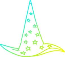 cold gradient line drawing cartoon wizard hat vector