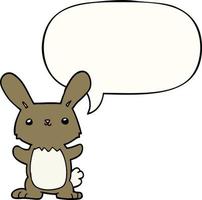 cute cartoon rabbit and speech bubble vector