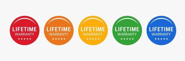 Lifetime warranty badge design template. Guarantee icon with round shape. Vector Illustration